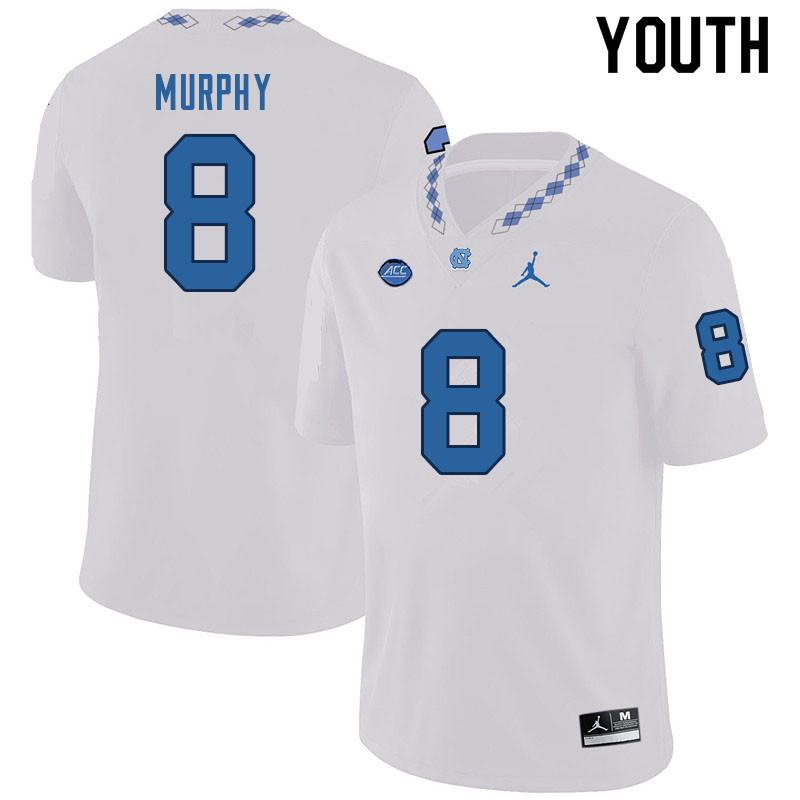 Youth #8 Myles Murphy North Carolina Tar Heels College Football Jerseys Sale-White